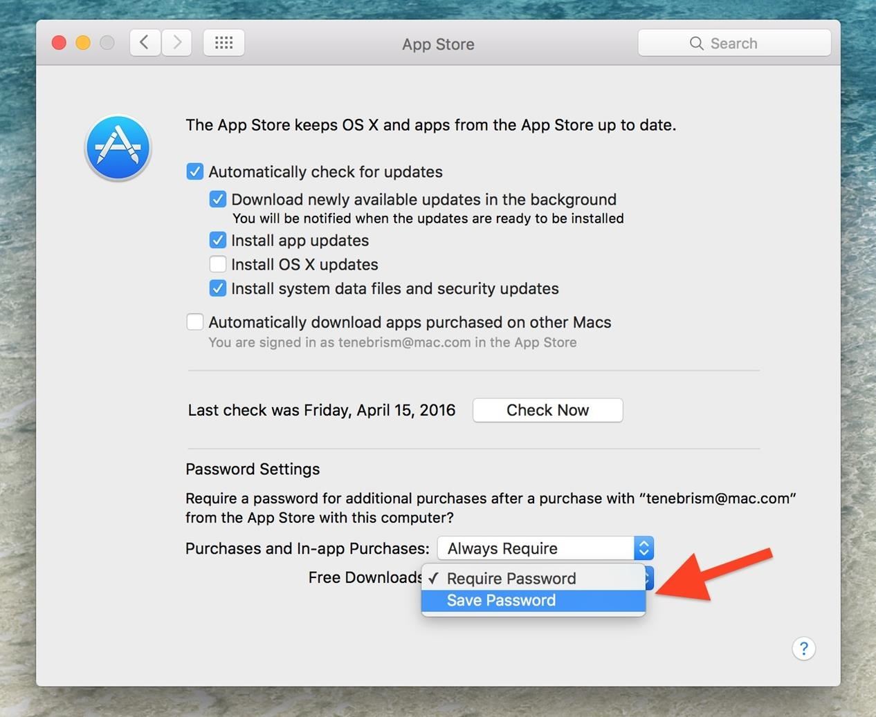 Apple app store password